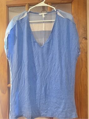 Victoria's Secret Light Blue V-Neck Sheer-Panel Tunic Top